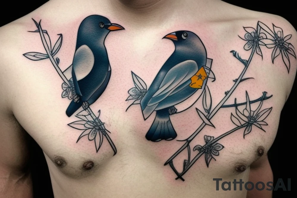 mynah bird on chest tattoo idea