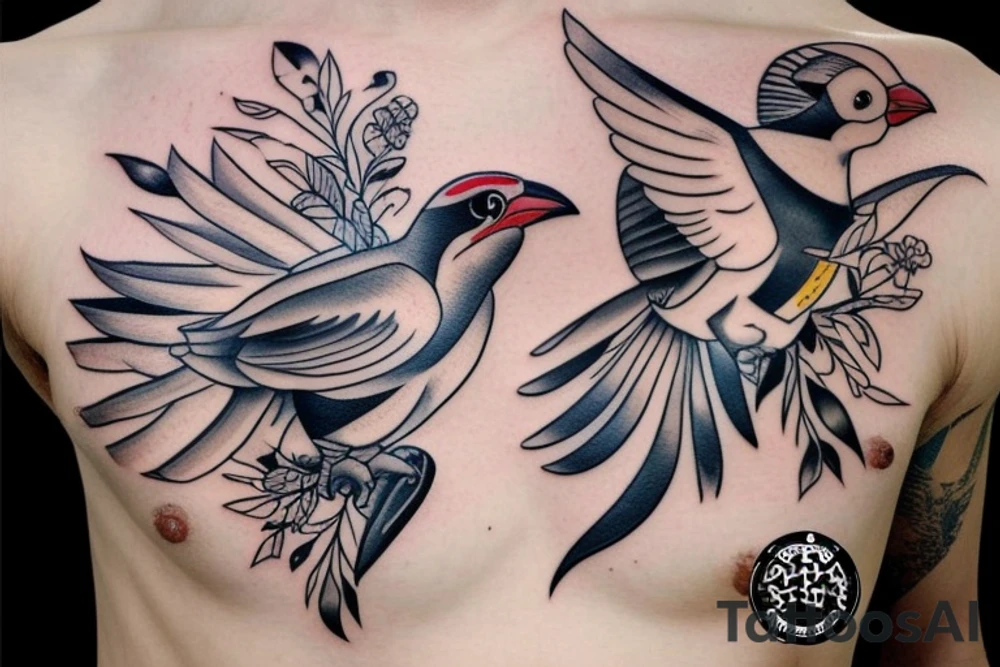 mynah bird on chest tattoo idea