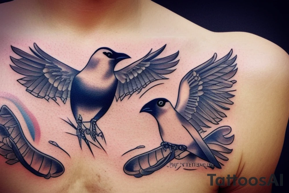 mynah bird on chest tattoo idea