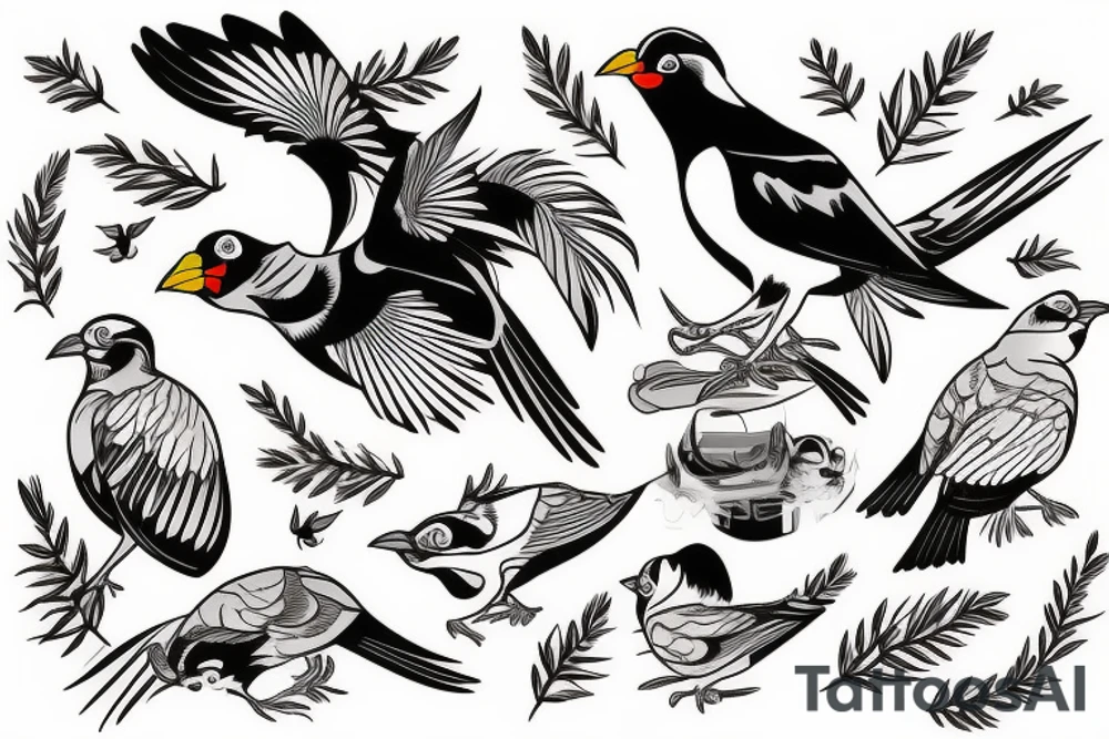 mynah bird on chest tattoo idea