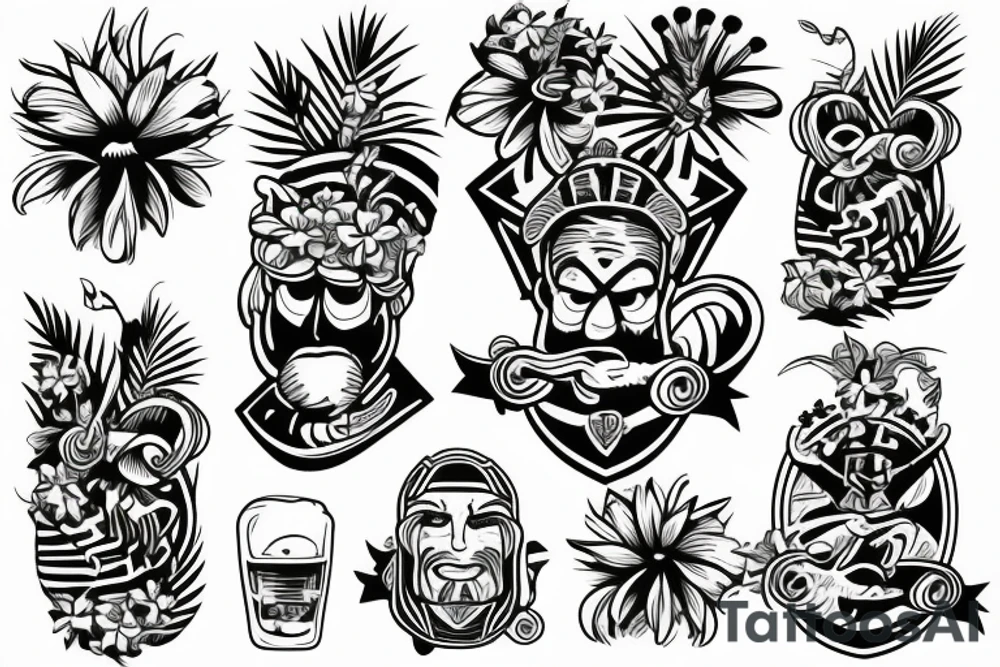 Shoulder sleeve hawaiian tattoo idea