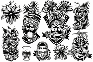 Shoulder sleeve hawaiian tattoo idea