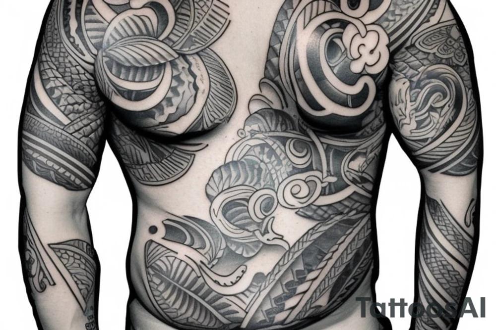 Shoulder sleeve hawaiian tattoo idea