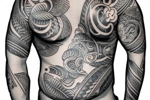 Shoulder sleeve hawaiian tattoo idea
