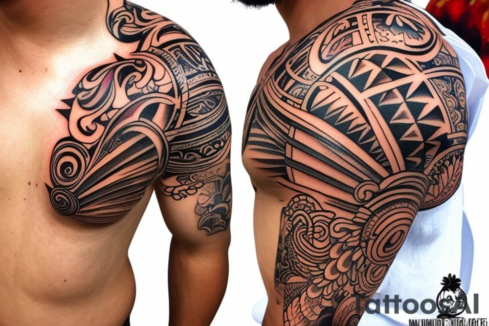 Hawaiian design on shoulder tattoo idea