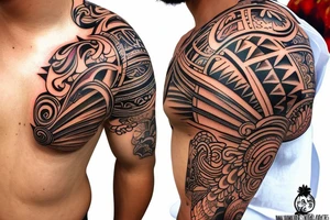 Hawaiian design on shoulder tattoo idea