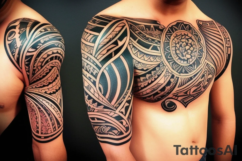 Hawaiian design on shoulder tattoo idea
