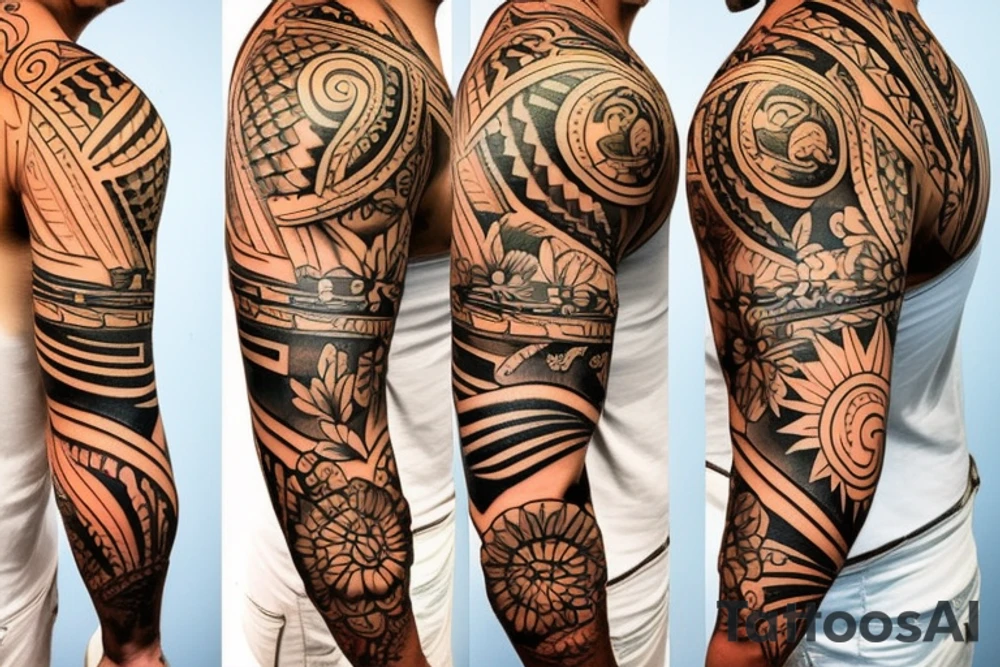 Hawaiian design on shoulder tattoo idea