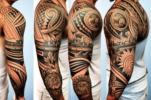 Hawaiian design on shoulder tattoo idea