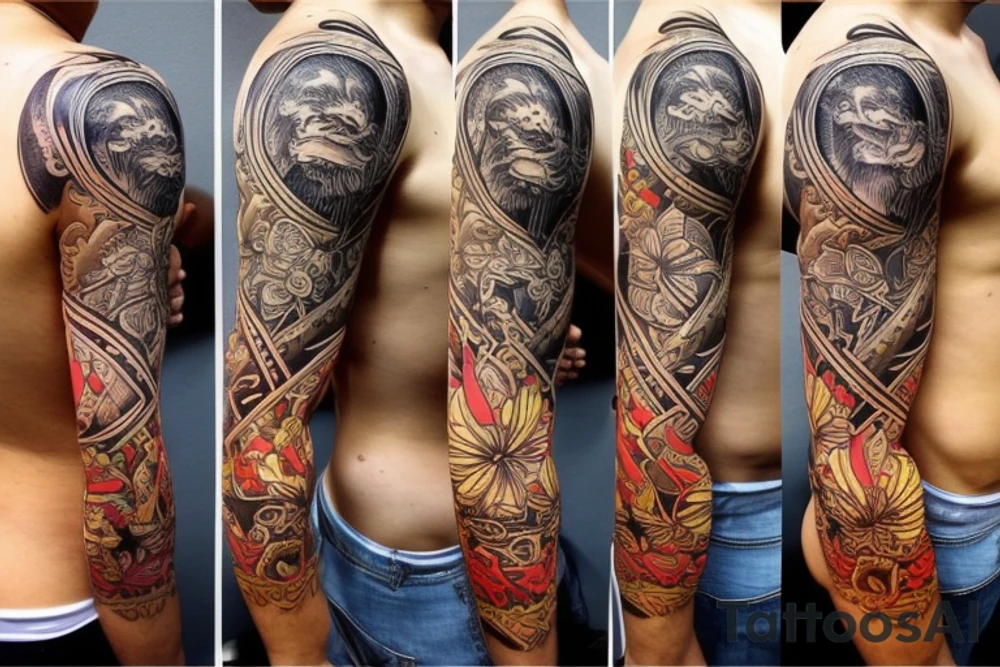 Hawaiian and Irish shoulder tattoo idea