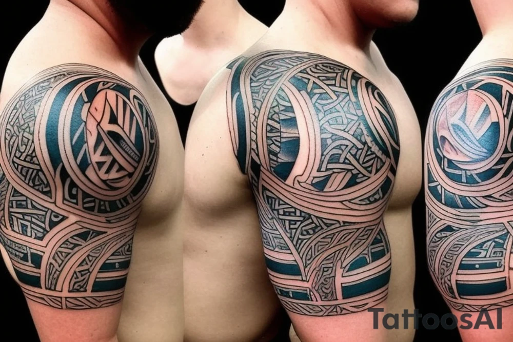 Hawaiian and Irish shoulder tattoo idea