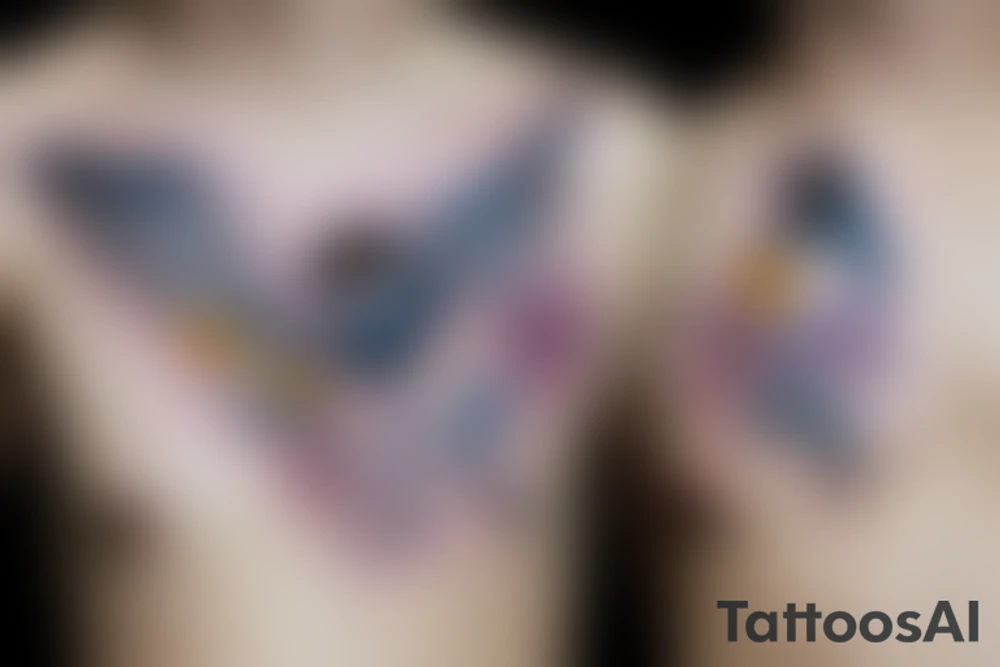 Mynah bird and flower on chest tattoo idea