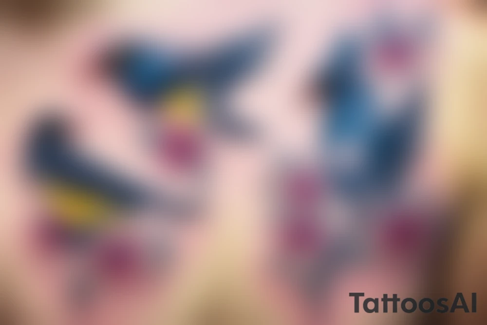 Mynah bird and flower on chest tattoo idea