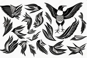 Mynah bird with angel wing tattoo idea