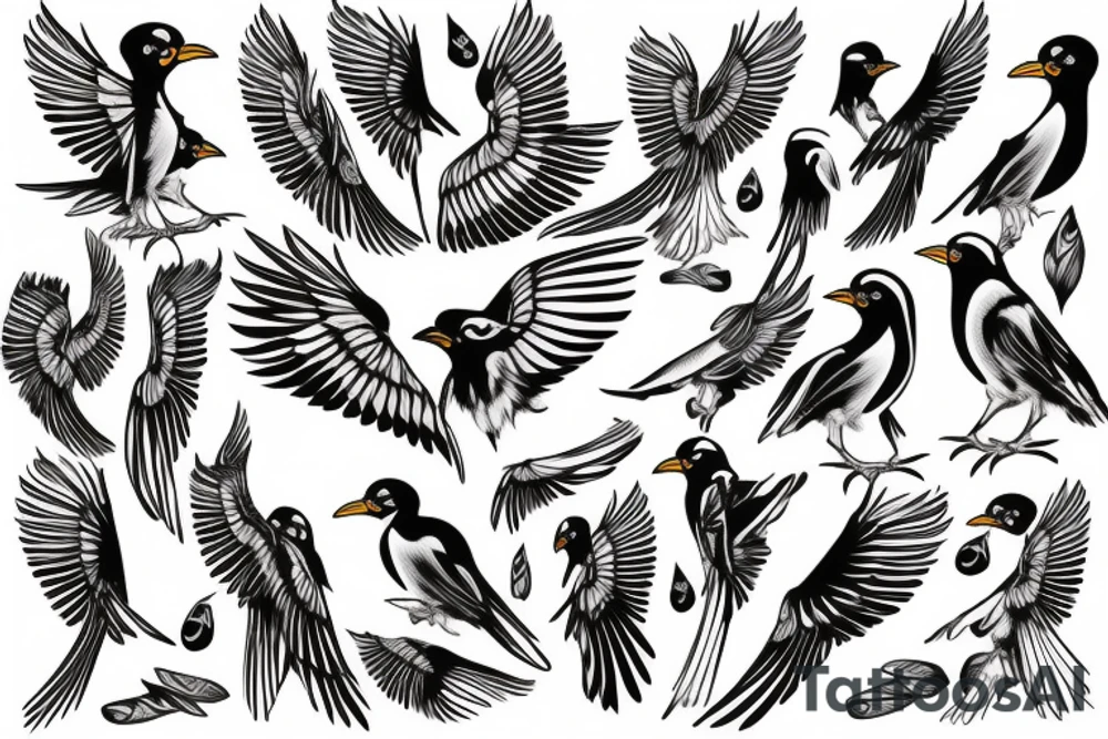 Mynah bird with angel wing tattoo idea