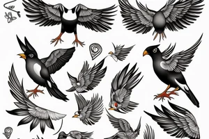 Mynah bird with angel wing tattoo idea