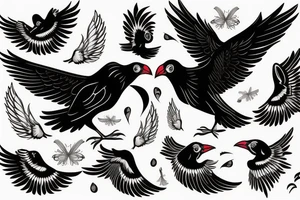 Mynah bird with angel wing tattoo idea