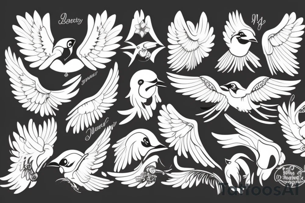 Mynah bird with angel wing tattoo idea