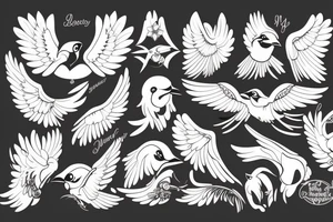 Mynah bird with angel wing tattoo idea