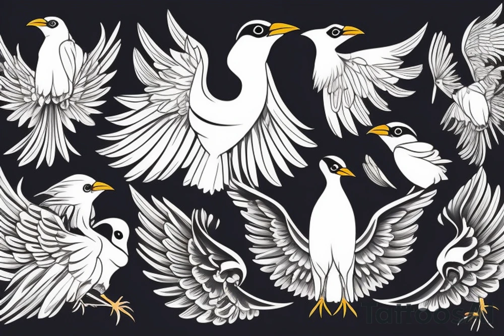 Mynah bird with angel wing tattoo idea
