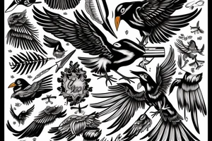 Mynah bird with angel wing tattoo idea
