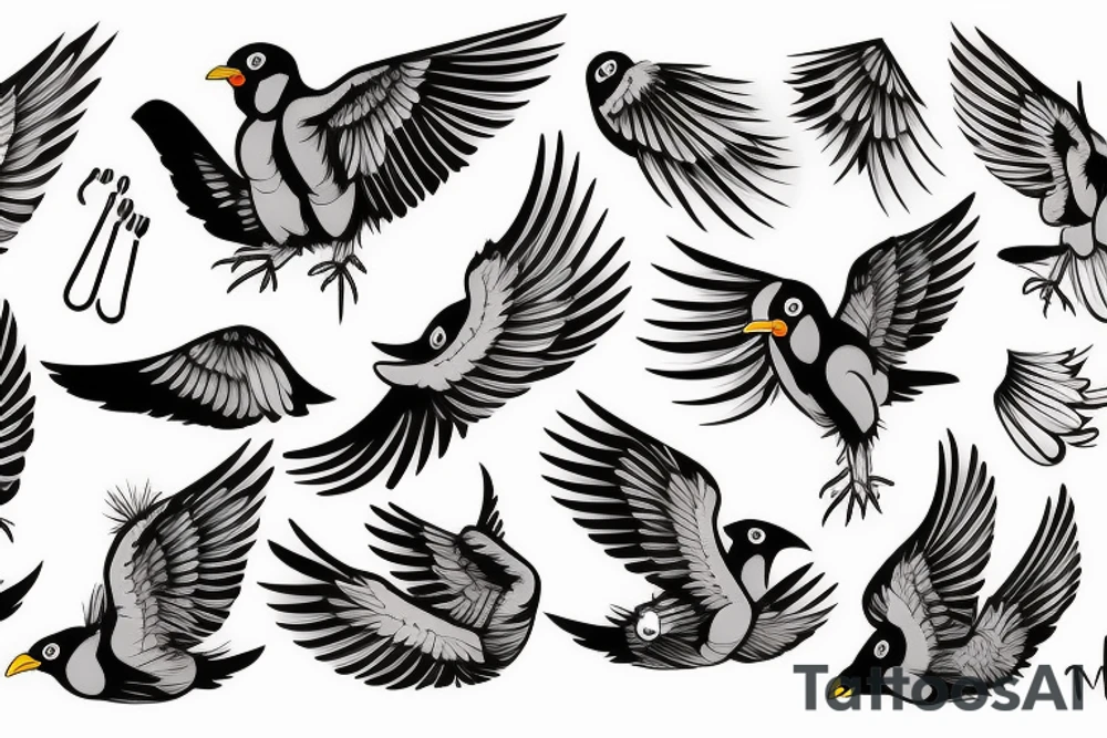 Mynah bird with angel wing tattoo idea