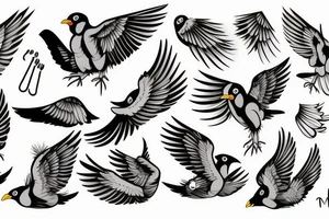 Mynah bird with angel wing tattoo idea