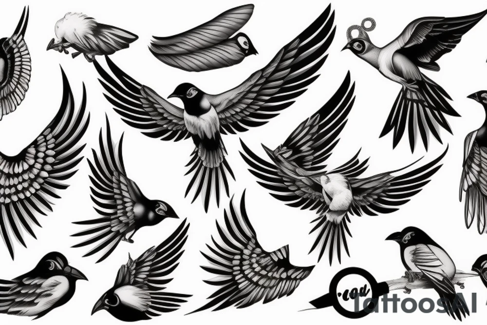 Mynah bird with angel wing tattoo idea