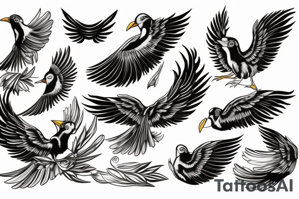 Mynah bird with angel wing tattoo idea