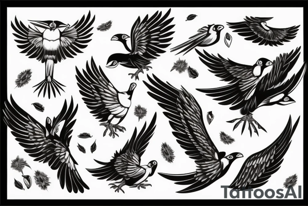 Mynah bird with angel wing tattoo idea