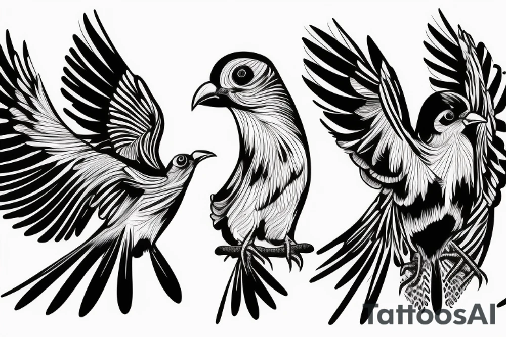 Two Mynah birds on each side of chest tattoo idea