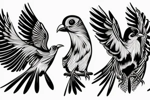 Two Mynah birds on each side of chest tattoo idea