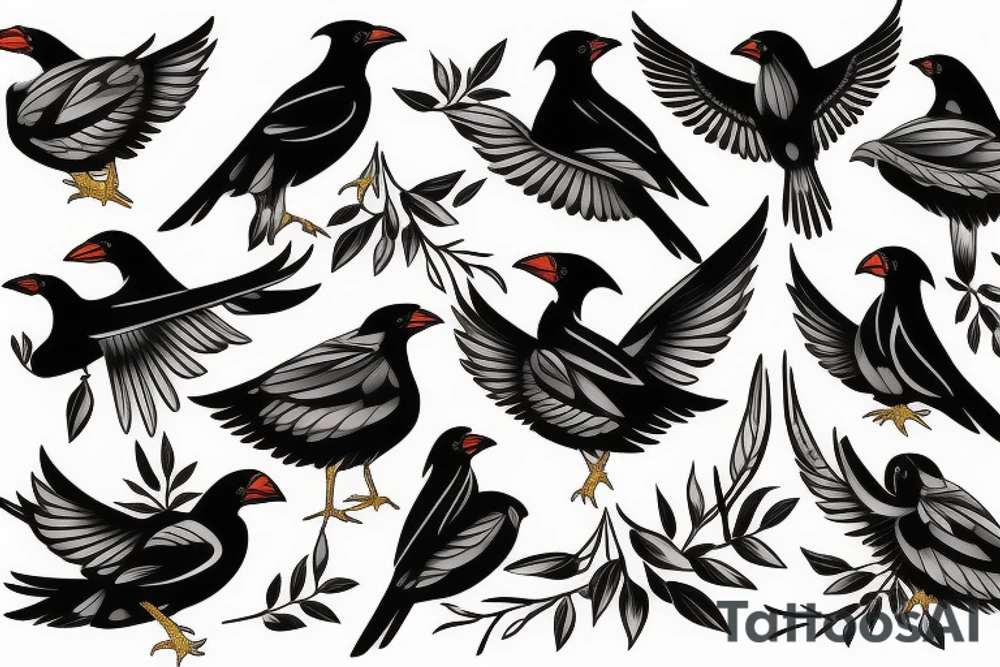 Two Mynah birds on each side of chest tattoo idea