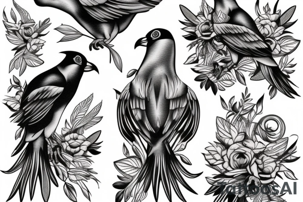 Two Mynah birds on each side of chest tattoo idea