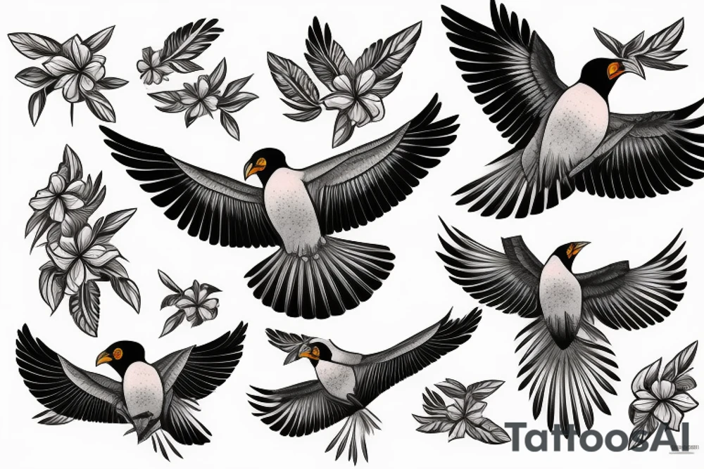 Two Mynah birds on each side of chest tattoo idea