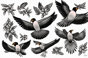 Two Mynah birds on each side of chest tattoo idea