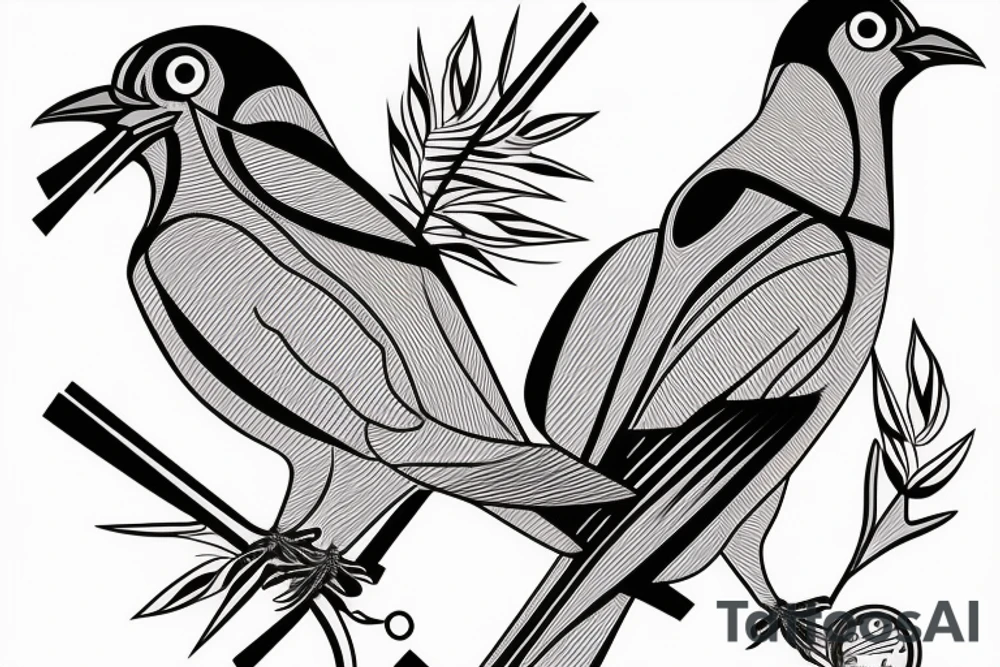 Two Mynah birds on each side of chest tattoo idea
