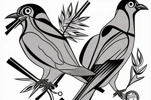 Two Mynah birds on each side of chest tattoo idea