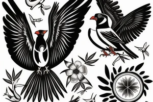 Two Mynah birds on each side of chest tattoo idea