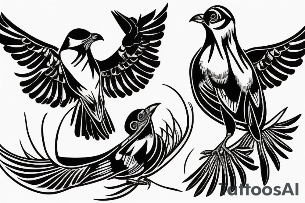 Two Mynah birds on each side of chest tattoo idea