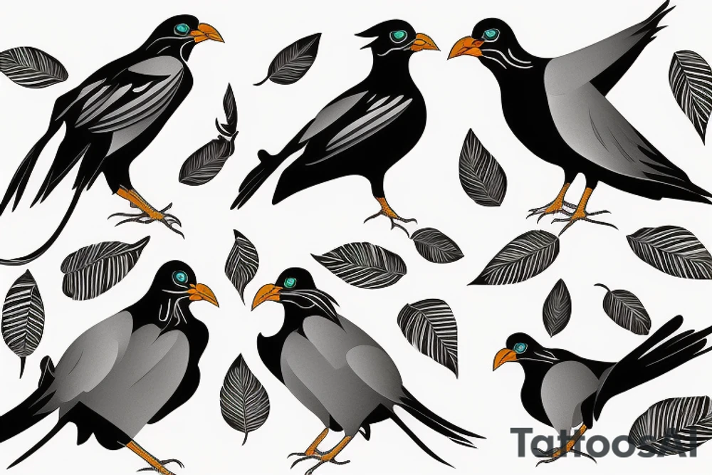 Two Mynah birds on each side of chest tattoo idea