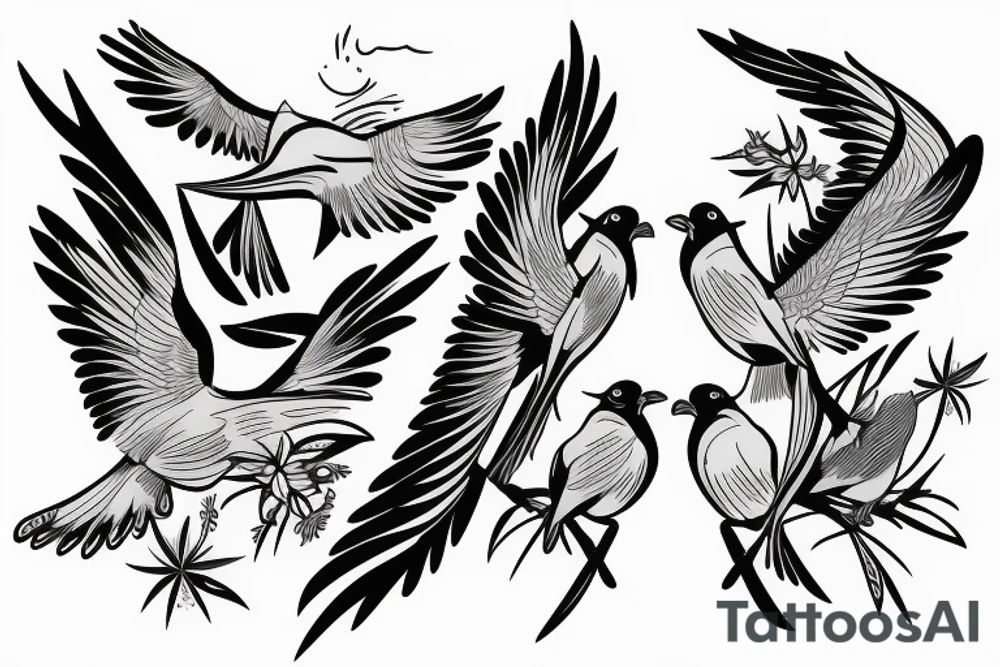 Two Mynah birds on each side of chest tattoo idea