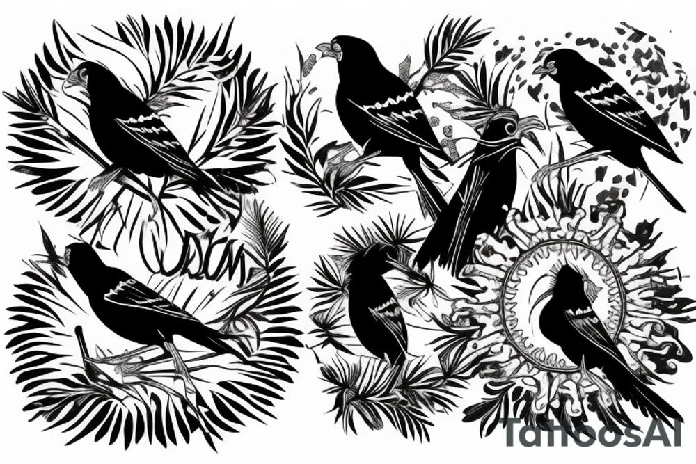 Two Mynah birds on each side of chest tattoo idea