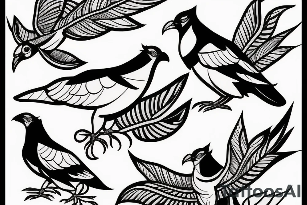 Two Mynah birds on each side of chest tattoo idea
