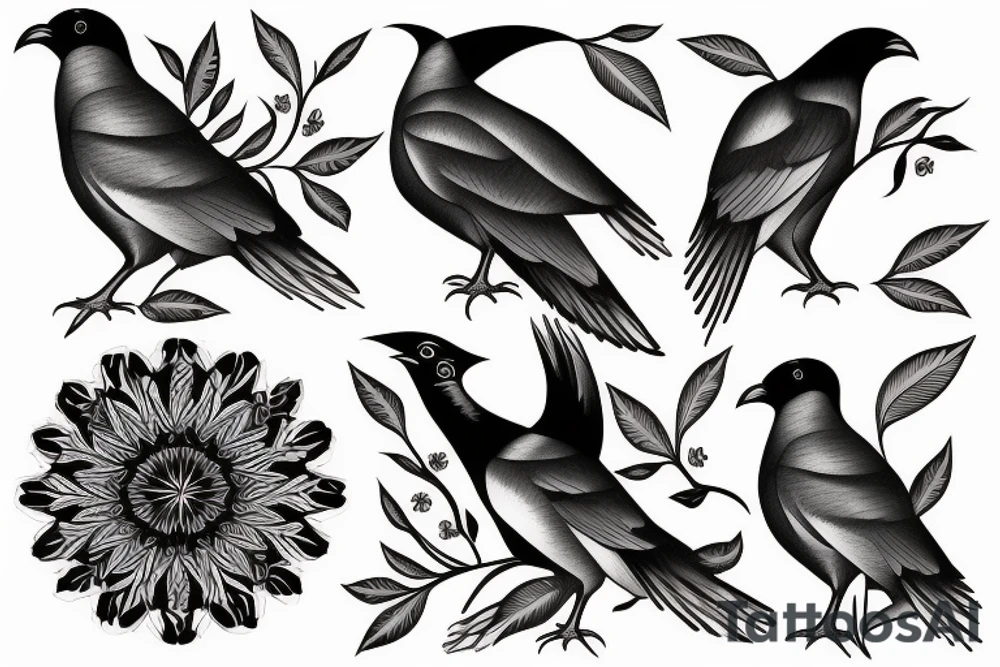 Two Mynah birds on each side of chest tattoo idea