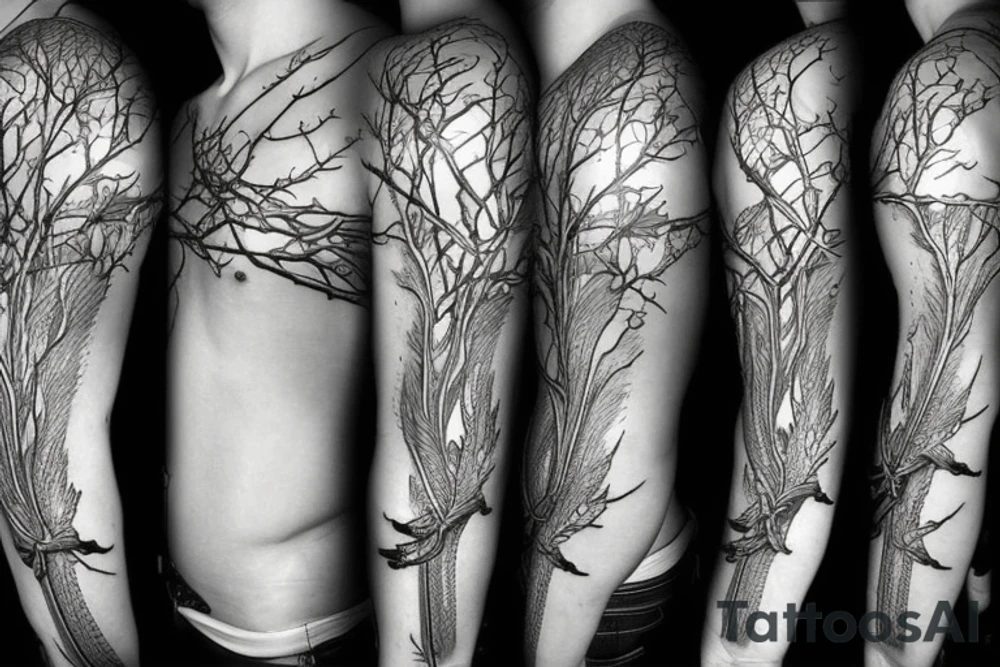 sword wrapped in branches tattoo idea