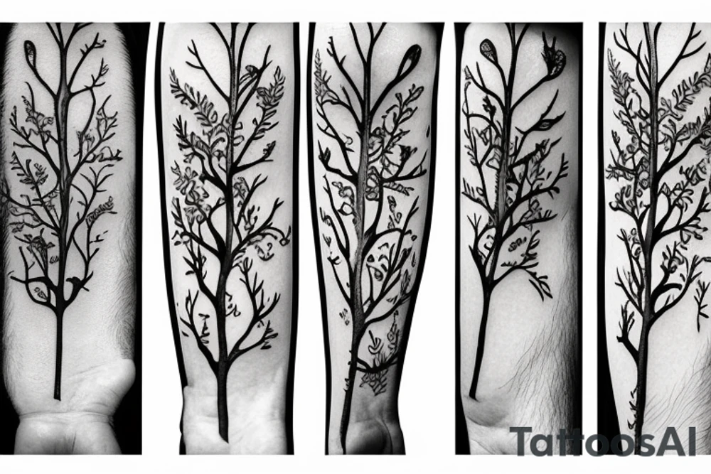 sword wrapped in branches tattoo idea