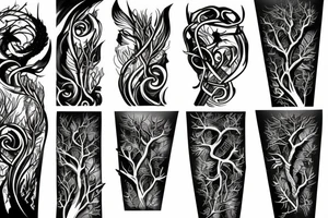 sword wrapped in branches tattoo idea