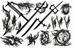 sword wrapped in branches tattoo idea