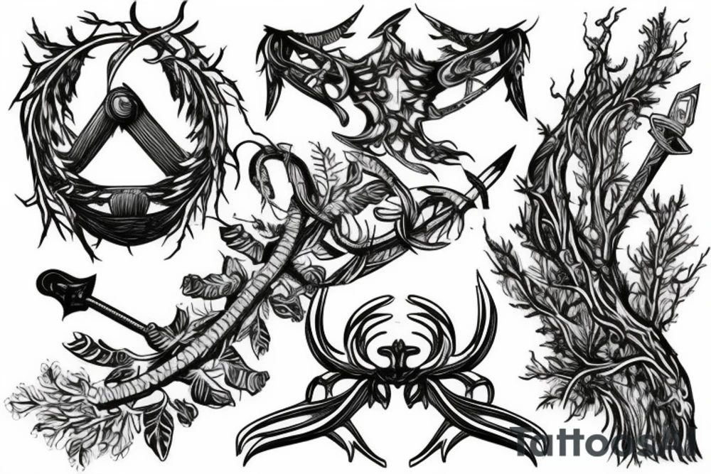 sword wrapped in branches going down my back tattoo idea